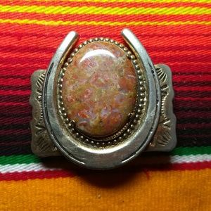 Vintage Accessories - Vintage Pawn Horseshoe Belt Buckle Huge Stone Vintage Accessories - Vintage Pawn Horseshoe Belt Buckle Huge Stone